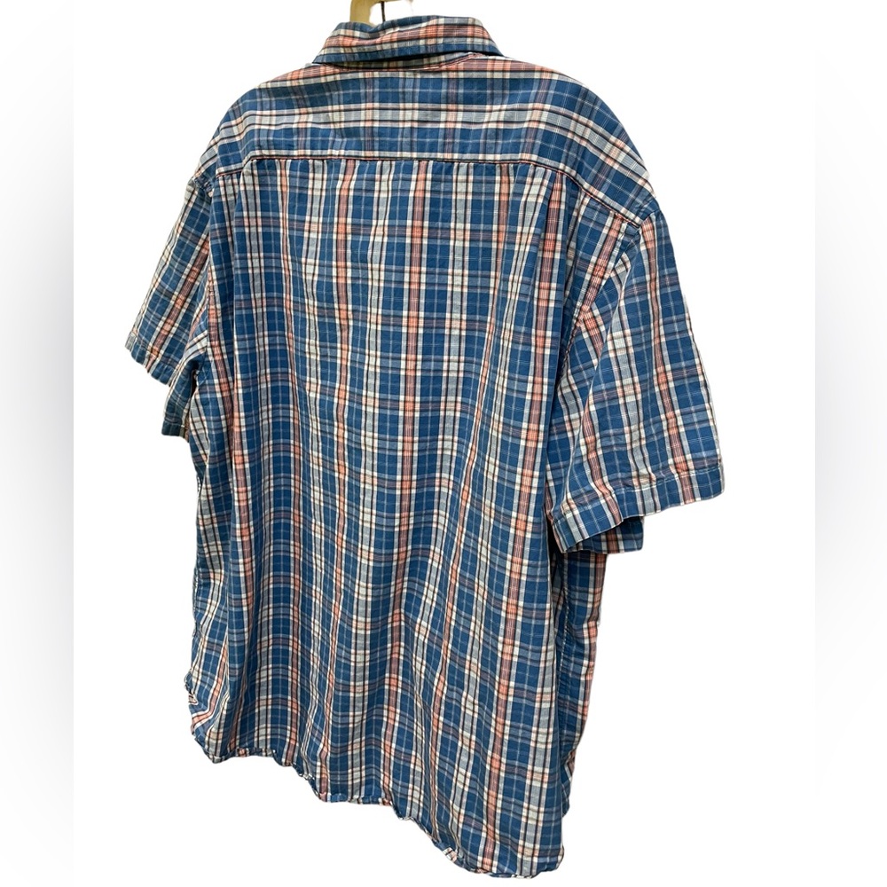 IZOD XXL Blue Plaid Short Sleeve Button Down Shirt - Picture 3 of 7